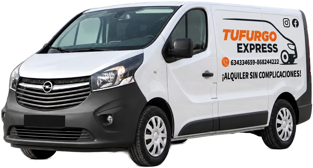 Furgoneta Opel Vivaro de alquiler rotulada Tufurgo Express en Murcia